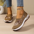thumbnail image 2 of Rokment Womens Butterfly Embroidered Ortho Walking Shoes Ethnic Retro Casual Knit Comfortable Arch Support Platform Wedge Slip on Driving Nursing Loafers Tennis Non Slip Work Sneakers Brown Size 8, 2 of 8
