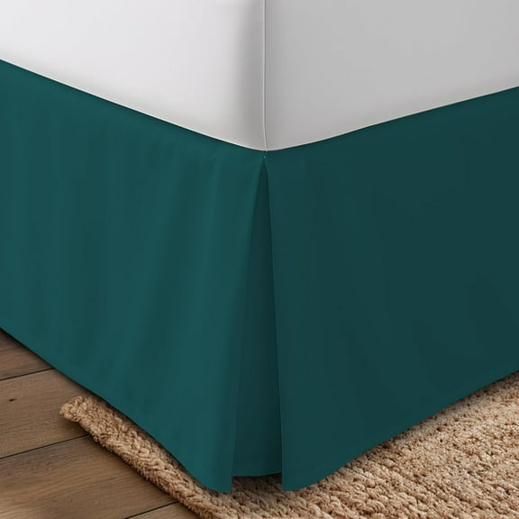 Full Bed Skirt - Soft Quadruple Pleated Ruffle - Easy Fit with 16 Inch Tailored Drop - Hotel Quality, Shrinkage and Fade Resistant (Full, Teal)