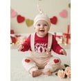 thumbnail image 6 of BemeyourBBs Newborn Baby Boys Valentines Day Outfits Lover Boy Letters Embroidery Long Sleeve Romper with Overalls Pants Set Cute Infant Spring Clothes, 6 of 9