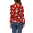 thumbnail image 3 of Allegra K Chemisier à Col Pointu pour Femmes, Boutonné, Floral, m Rouge, 3 of 6
