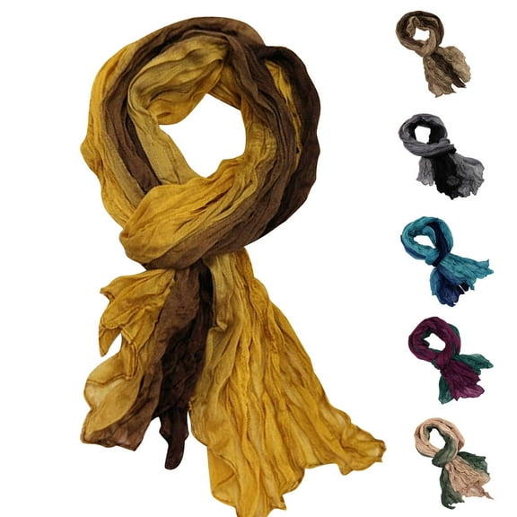 UTSJKR Cotton Linen Blend Fashion Scarf Vacation Travel Scarf Soft Breathable Fabric Multiple Colors Pleated Scarves Blue