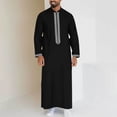 thumbnail image 2 of Thobes Men Muslim Long Sleeve Zipper Thobe Casual Henley Shirts Embroidered Thobe Ramadan Gifts Men's Robe, 2 of 6