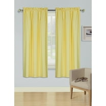 1 Set Solid Foam Backing Lined Room Darkening Blackout Window Curtain Panel Treatment Drape Rod Pocket Matte in Different Sizes 63", YELLOW R64