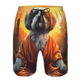 thumbnail image 3 of Honeii's Cartoon Puppy Sunset Print Men's Casual Shorts with Drawstring，Swim Trunks Quick Dry Beach Shorts, 3 of 5