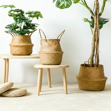 Pot Pond Plants - Seagrass Belly Basket Storage Plant Pot Foldable Nursery Laundry Bag Decor