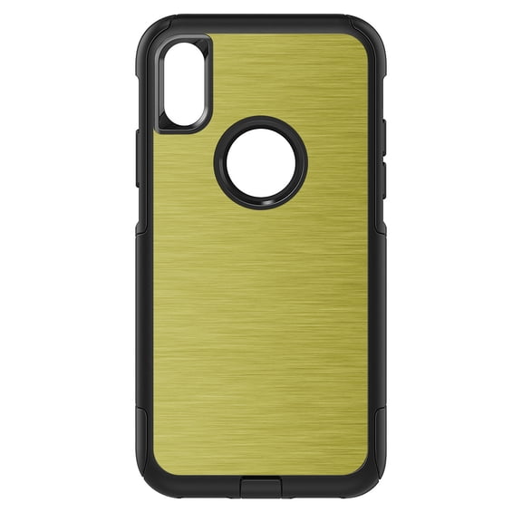 DistinctInk Custom SKIN / DECAL compatible with OtterBox Commuter for iPhone XS MAX (6.5" Screen) - Yellow Stainless Steel Image Print - Printed Image of Stainless Steel