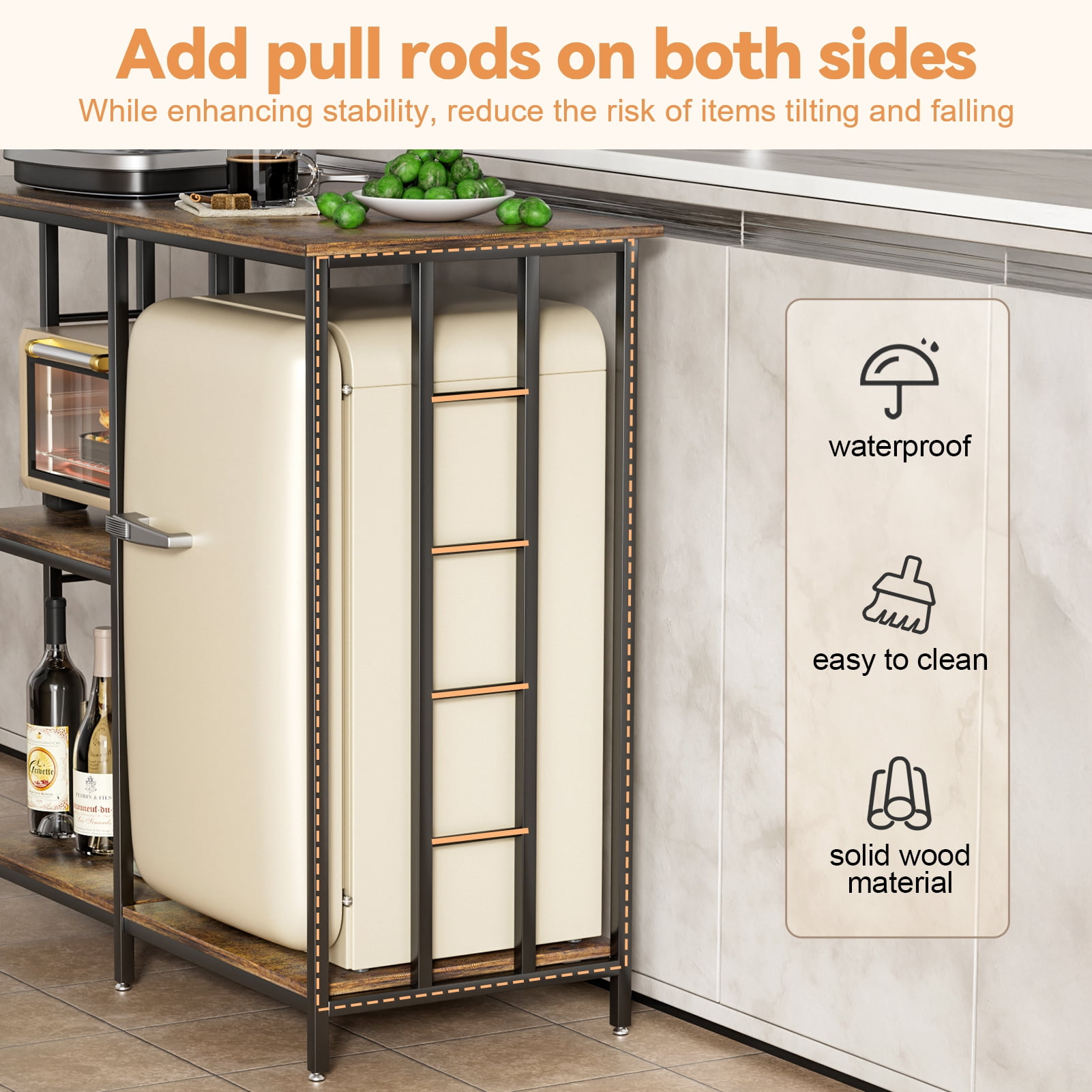 SHUO Y - Bakers Rack, 4-Tier Adjustable Shelves Kitchen Storage Rack, Microwave Oven Stand Table, Mini Fridge Stand for Kitchen Living Room Office