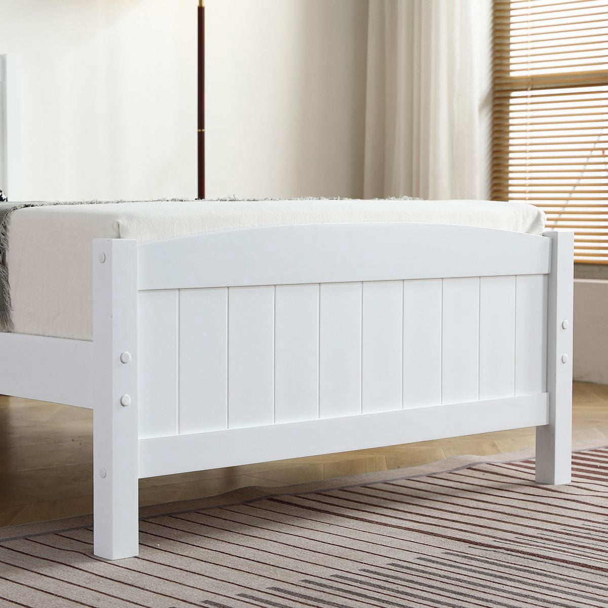 Twin Size Solid Wood Platform Bed Frame, 3.93" Closely Spaced Slats, 8.66" Under-Bed Storage, 330lbs Capacity, No Box Spring Needed