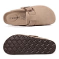 thumbnail image 3 of Comwarm Genuine Suede Clogs for Women, Memory Foam Cork Footbed Potato Slip on Leather Shoes, Taupe, 3 of 7