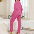 thumbnail image 5 of QNANSPI Pajama Sets for Women, Womens Long Sleeve Pajama Sets, Womens Solid Color Button Up Collared Top Drawstring Pants Sleepwear Outfit, 5 of 5