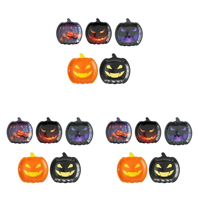 50Pcs Paper Plates Disposable Tableware Pumpkin Shape for Parties Birthdays and Holiday Celebrations Supplies 50PCS,3-Pack