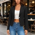 thumbnail image 6 of yeiolnoer Suit Jacket for Women Elegant Button Front Blazers Solid Color Long Sleeve Shirts for Business Office(Black,XX-Large), 6 of 7