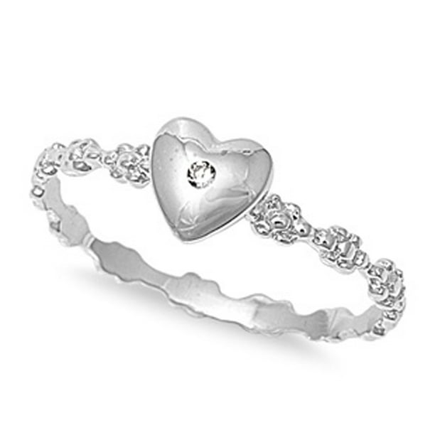 Sac Silver Sterling Silver Womens Clear Cz Infinity Heart Ring