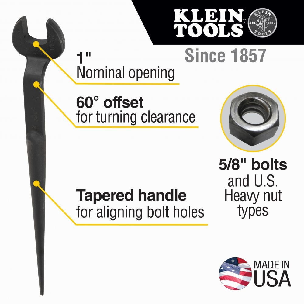 Klein Tools 3221 1 in. Nominal Opening Spud Wrench for Regular Nut