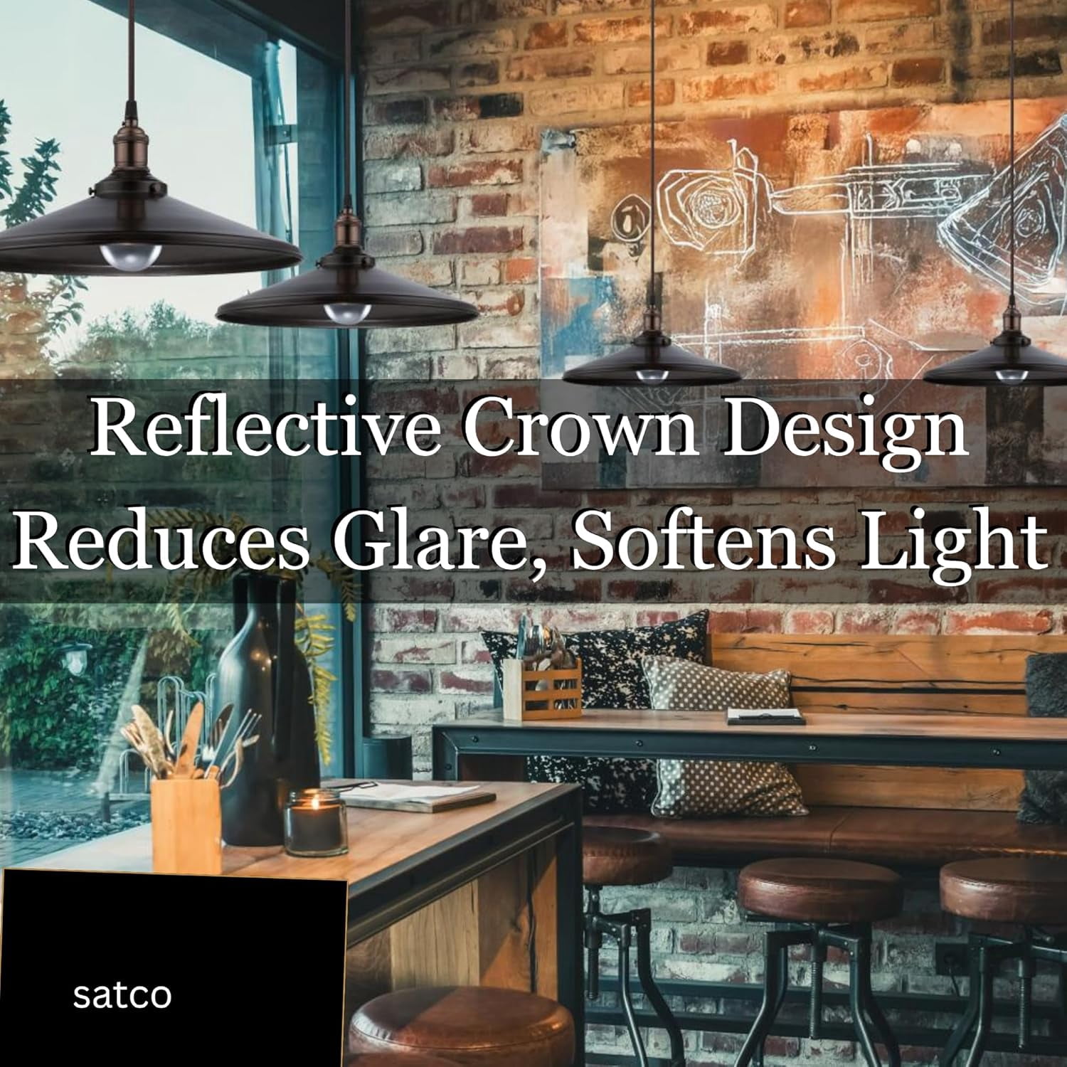 Satco S12537 LED Silver Crown A19 Light Bulbs 8W 120V 2700K E26 Medium Base Dimmable (6 Pack)