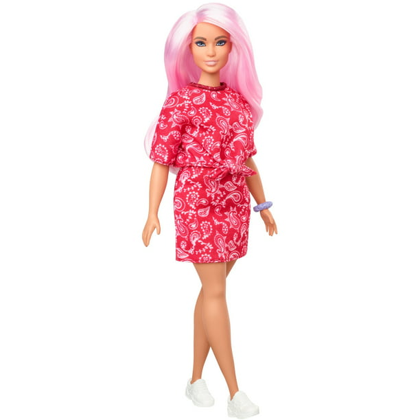 Barbie Fashionistas Doll #151 with Long Pink Hair & Red Paisley Outfit ...