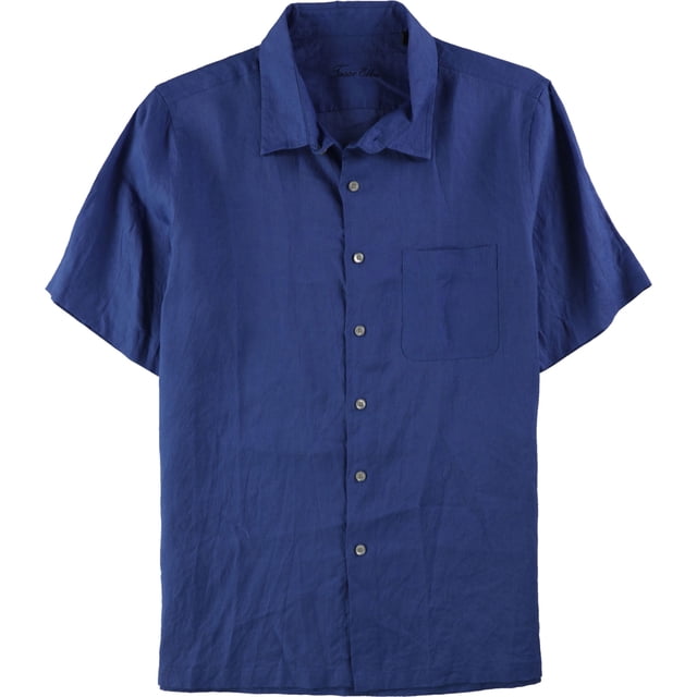Tasso Elba - Camisa con botones y bolsillo para hombre, azul, extragrande