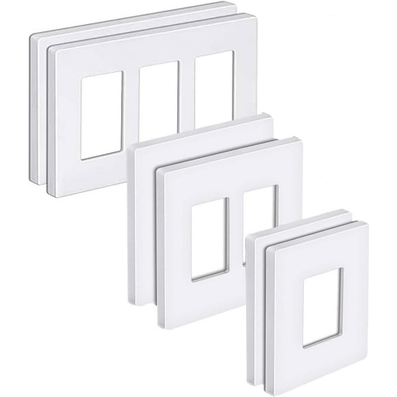 6 Pack 1-2-3 Gang Screwless Wall Plate Cover, Gloss Snow White Series, Decorator Outlet Cover, Light Switch Cover Plates for Light Switch, Dimmer, GFCI, USB Receptacle