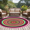thumbnail image 5 of Circle Pattern Round Living Room Rugs 6 ft, Vintage Green Pink Red Stripes Texture Washable Area Rug with Non-Slip Sturdy Edge Binding Round Carpet for Kitchen Office Bedroom, 5 of 9