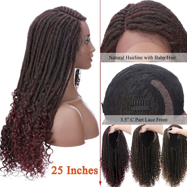 SEGO Goddess Curly Braids Faux Locs Crochet Twisted Braided Wig Synthetic  Hair Twist Dreads Braid Wig for Women With Baby Hair C Part Hairline