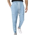 thumbnail image 3 of Styesk Men's Pants Men Solid Color Pocket Zipper Elastic Waist Draw Rope Sweatpants Trousers, 3 of 7