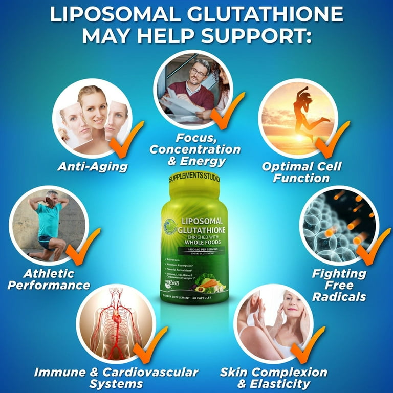 Supplements Studio Liposomal Glutathione 500mg, Antioxidant and Immune  Support, Detox Capsules