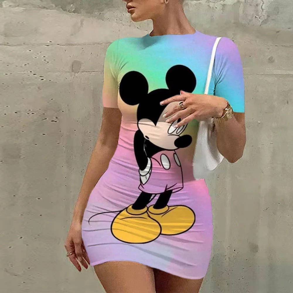 Minnie Mouse women's tight sexy dress Mickey Disney cartoon printed casual  top summer hip hugging skirt short skirt mini dress - Walmart.ca