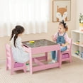 thumbnail image 2 of Costway 3 in 1 Wood Activity Table Chair Set w/Storage Box Pink, 2 of 10