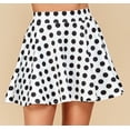 thumbnail image 2 of Made by Johnny Women's Basic Versatile Stretchy Flared Skater Skirt XL WHITE_POLKA, 2 of 6