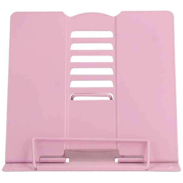 Soporte para libros, diseño ergonómico, previene la miopía, ángulo ajustable, estable, firme, plegable, soporte para libros para el hogar, oficina, escuela, color rosa
