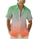 thumbnail image 1 of Camisas de Manga Corta de Botón para Hombre, Blusa de Moda Casual de Impresión de Gradiente de Cuello de Vuelta Hecha de 95% Poliéster 5% Spandex para el Verano, Camisas de Verano para Hombre, 1 of 4
