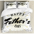 thumbnail image 1 of Father's Day Duvet Cover Set Queen Size, Cursive Text with Boho Art on a Plain Background, Decorative 3 Piece Bedding Set with 2 Pillow Shams, Pale Earth Yellow Charcoal Grey White, by Ambesonne, 1 of 3