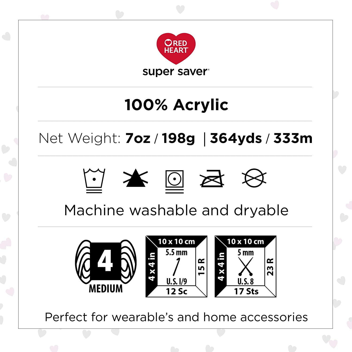 Red Heart Super Saver Light Gray Yarn - 3 Pack of 198g/7oz - Acrylic - 4 Medium (Worsted) - 364 Yards - Knitting/Crochet