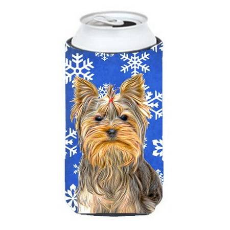 

Winter Snowflakes Holiday Yorkie & Yorkshire Terrier Tall Boy bottle sleeve Hugger