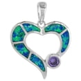thumbnail image 2 of Sterling Silver Synthetic Opal Open Heart Necklace for Women Amethyst CZ 4 mm 3/4 inch 20 inch ROPH_25, 2 of 3