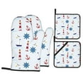 thumbnail image 1 of YFYANG Kits Mitaines et Porte-Pots 4 Pièces, Résistant à la Chaleur Lighthouse Sail Boat Seagull Graffiti Kitchen Tapis de Gant pour la Cuisson et la Cuisson, 1 of 8