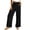 #01Black, variant on Linen Pants Women Wide Leg Casual Summer Vacation Outfits Travel Beach Pants Elastic Waist Ankle Split with Pockets Gray L