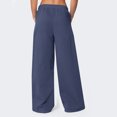 thumbnail image 4 of Dwellite Wide Leg Pants for Women SweatPants Winter Pants Baggy Drawstring Sweatpant with Pockets Navy M, 4 of 6