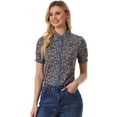 thumbnail image 1 of Blusa con cuello Peter Pan Allegra K floral Azul Oscuro L, 1 of 6