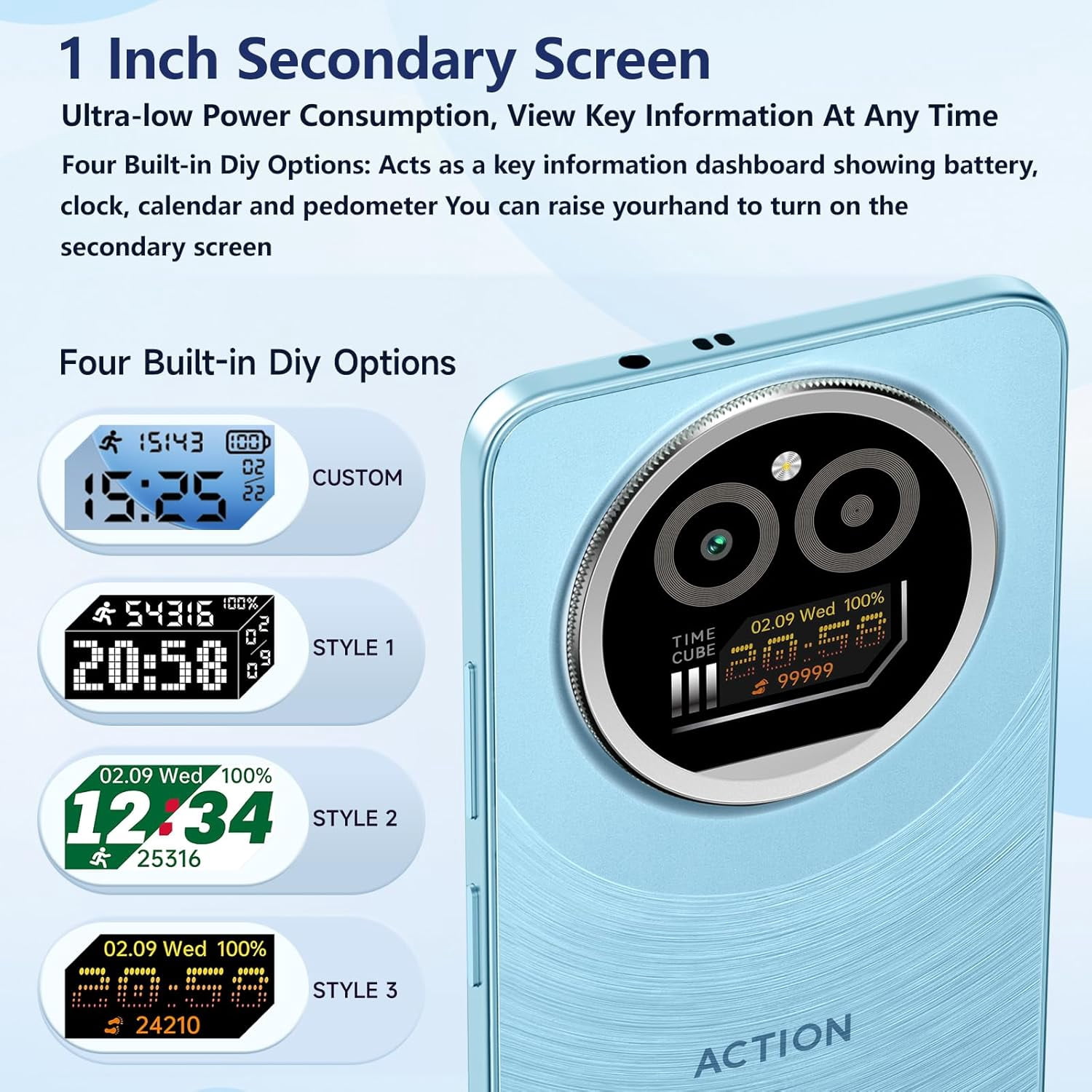 IIIF150 Action A5 Pro Mobile Phone Android 15, 8(3+5) GB 256GB/1TB Smartphone Cheap, 6.88 Inch HD & 1 Inch Rear Screen, 5100mAh Telephone Gaming