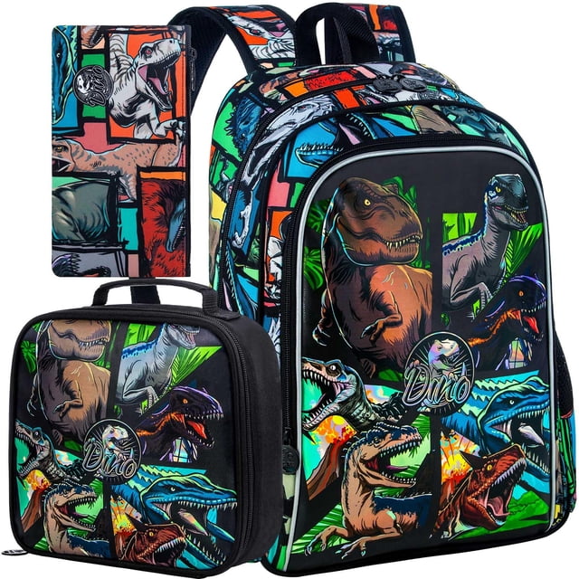 Set de mochilas WZLVO Dinosaur resistentes al agua para niños, 3 piezas