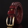 thumbnail image 1 of Cinturón cinturón de hombre tejido a mano casual todo fósforo simple moda pantalones vino rojo ZefeiWu 9024715111579, 1 of 1