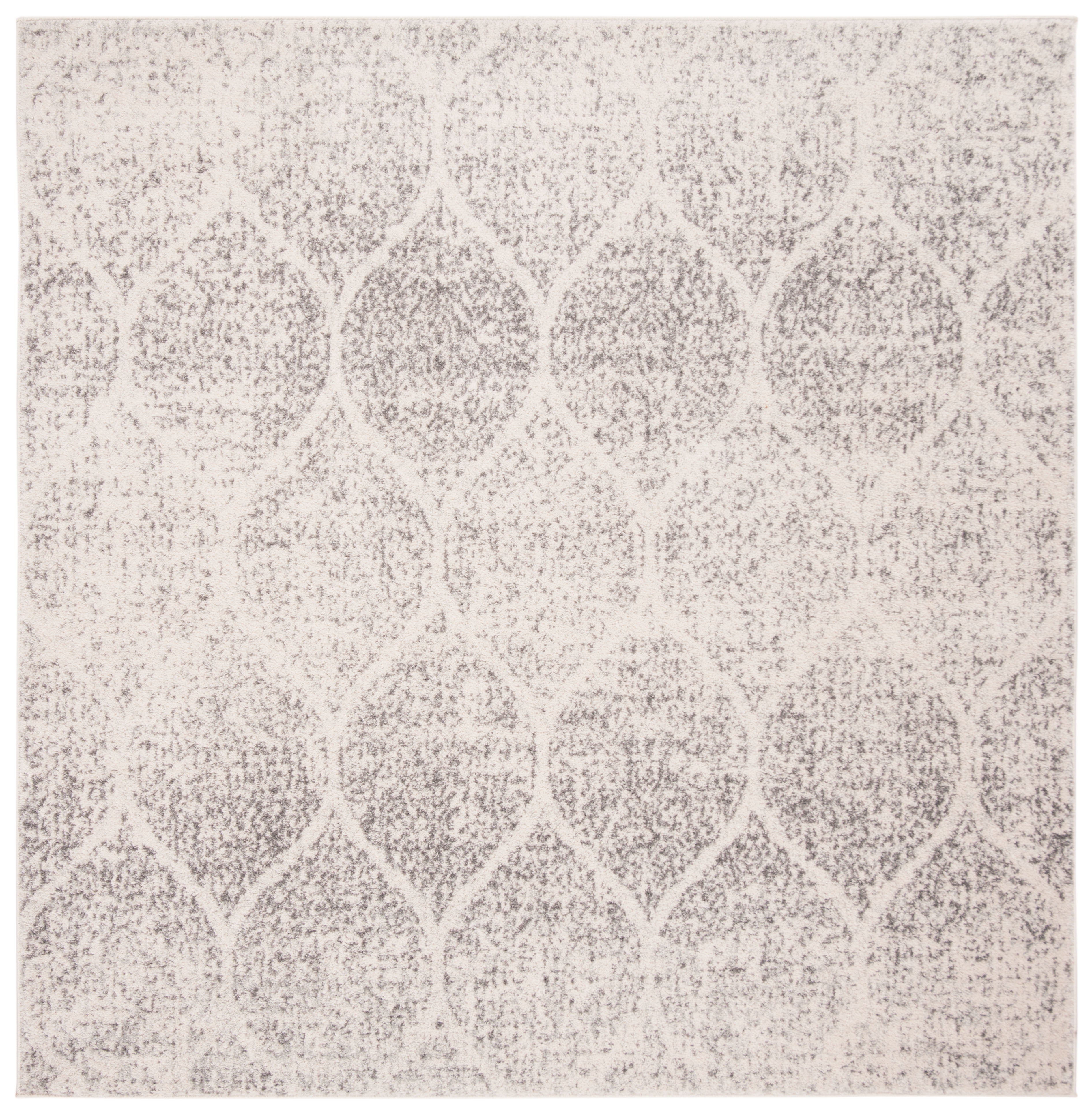 SAFAVIEH Madison Leighton Geometric Area Rug, Ivory/Silver, 6'7" x 6'7" Square