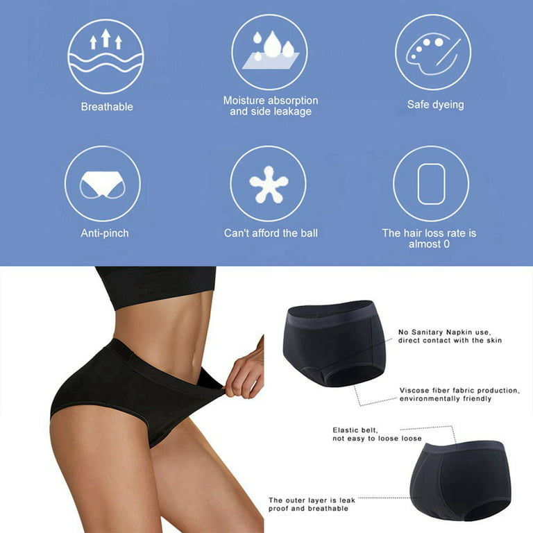 Women Menstrual Period Panties Mid-Rise Leakproof Quick Dry Underwear Girls  Full Coverage Solid Color Multi-Layer Stretch Briefs 
