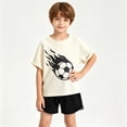 thumbnail image 2 of NAISIBABY Boys Summer Outfit Sets, Soccer Garphic Short Sleeve T-Shirt & Shorts 2-Piece Active Fit Casual Clothes Sets Black Size 2, 2 of 6