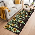thumbnail image 2 of Sunflower Runner Rugs 2x6 ft Spring Summer Yellow Floral Leaf Butterfly Brown Wood Grain Washable Hallway Rugs Non-Slip Floor Mats Absorbent Carpet Bedside Runners for Bedroom Kitchen Laundry Room, 2 of 9