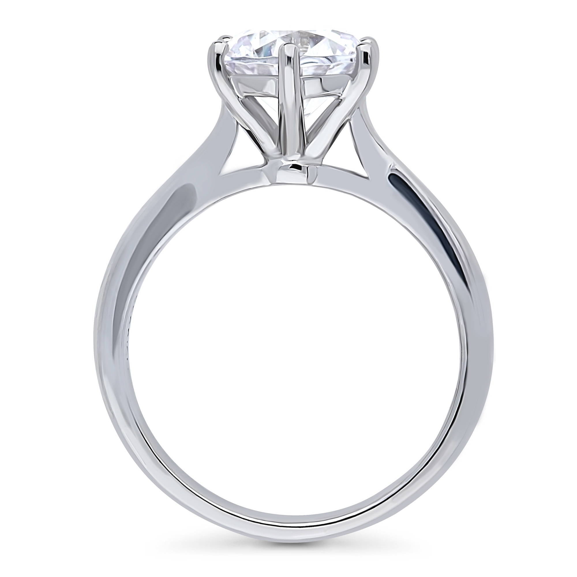 BERRICLE Sterling Silver Solitaire Wedding Engagement Rings 2 Carat Round Cut Cubic Zirconia CZ Promise Ring for Women, Rhodium Plated Size 5