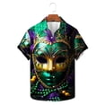 thumbnail image 5 of JURANMO Mens Hawaiian Shirts Funny Mask Graphic Printed T-Shirt Casual Turndown Collar Button Up Vacation Summer Tops Multicolor L Deals Of The Day Lightning, 5 of 6