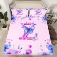 thumbnail image 2 of Manfei Letter Z Monogrammed Queen Sheet Sets,Watercolor Rustic Flowers Flat Sheet,Cute Butterflies Queen Fitted Sheet For Girls,Microfiber Room Decorative,4 Pieces, 2 of 7