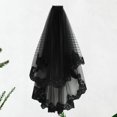 thumbnail image 4 of Vestido largo de encaje bordado con velo de novia de encaje de Halloween, accesorio para fotografía, disfraz, fiesta, cosplay (negro), 4 of 5
